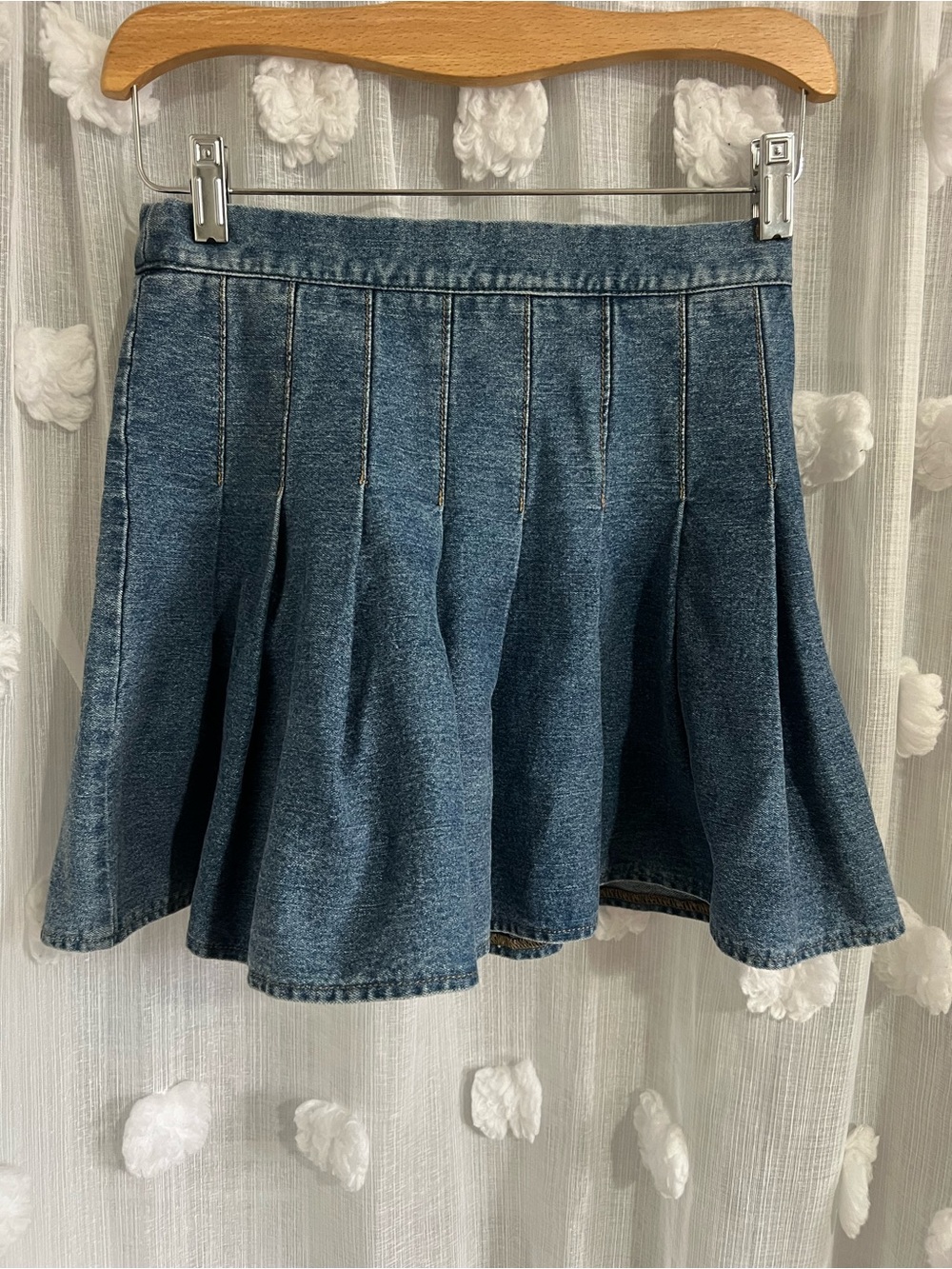 Full Tilt Blue Denim Pleated Skater Skirt